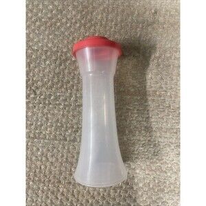 Tupperware Hourglass Pepper Shaker #718 Clear w Red Lid 6”